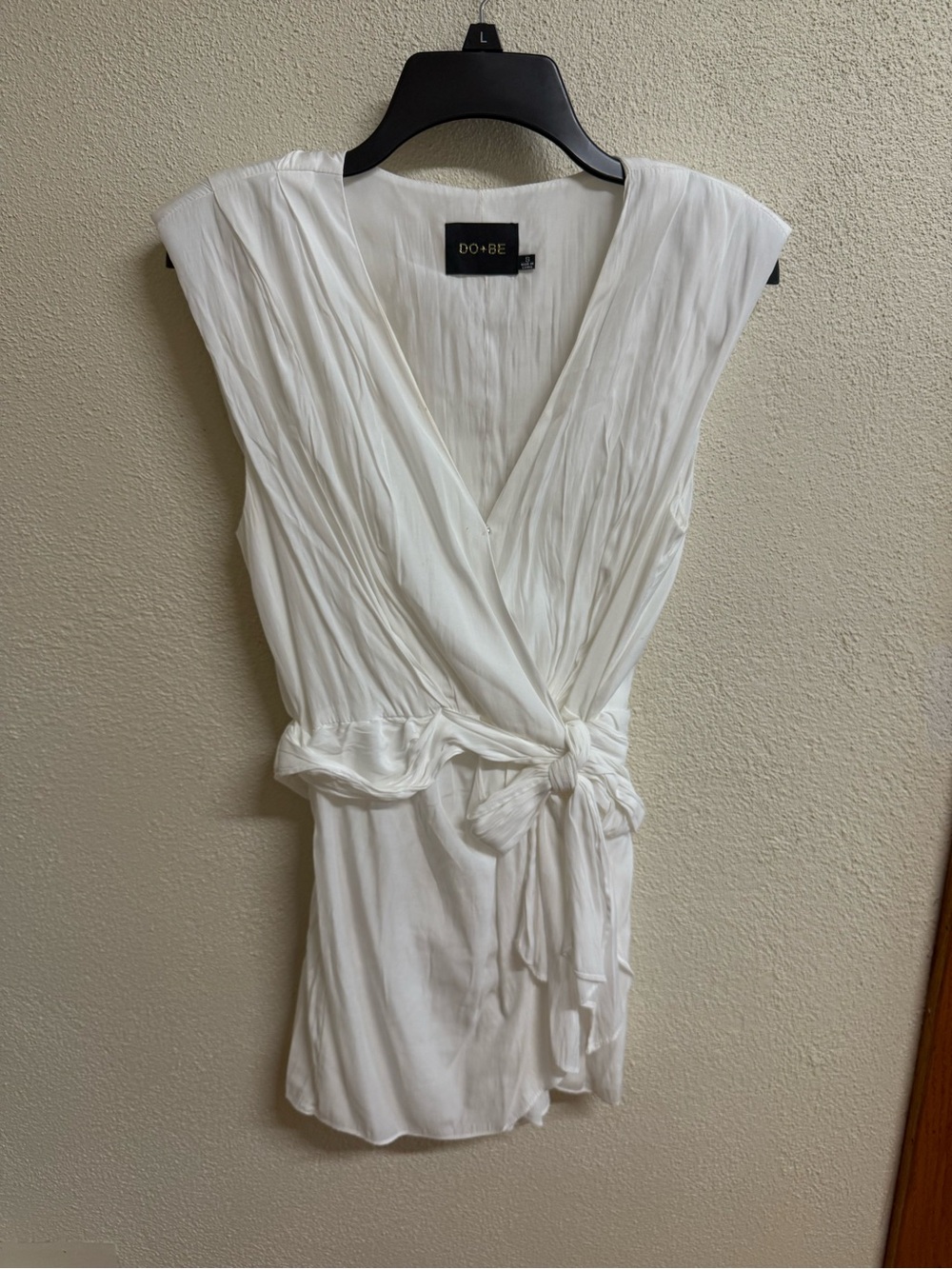 DO+BE Cream Wrap Tie-Front Sleeveless Romper